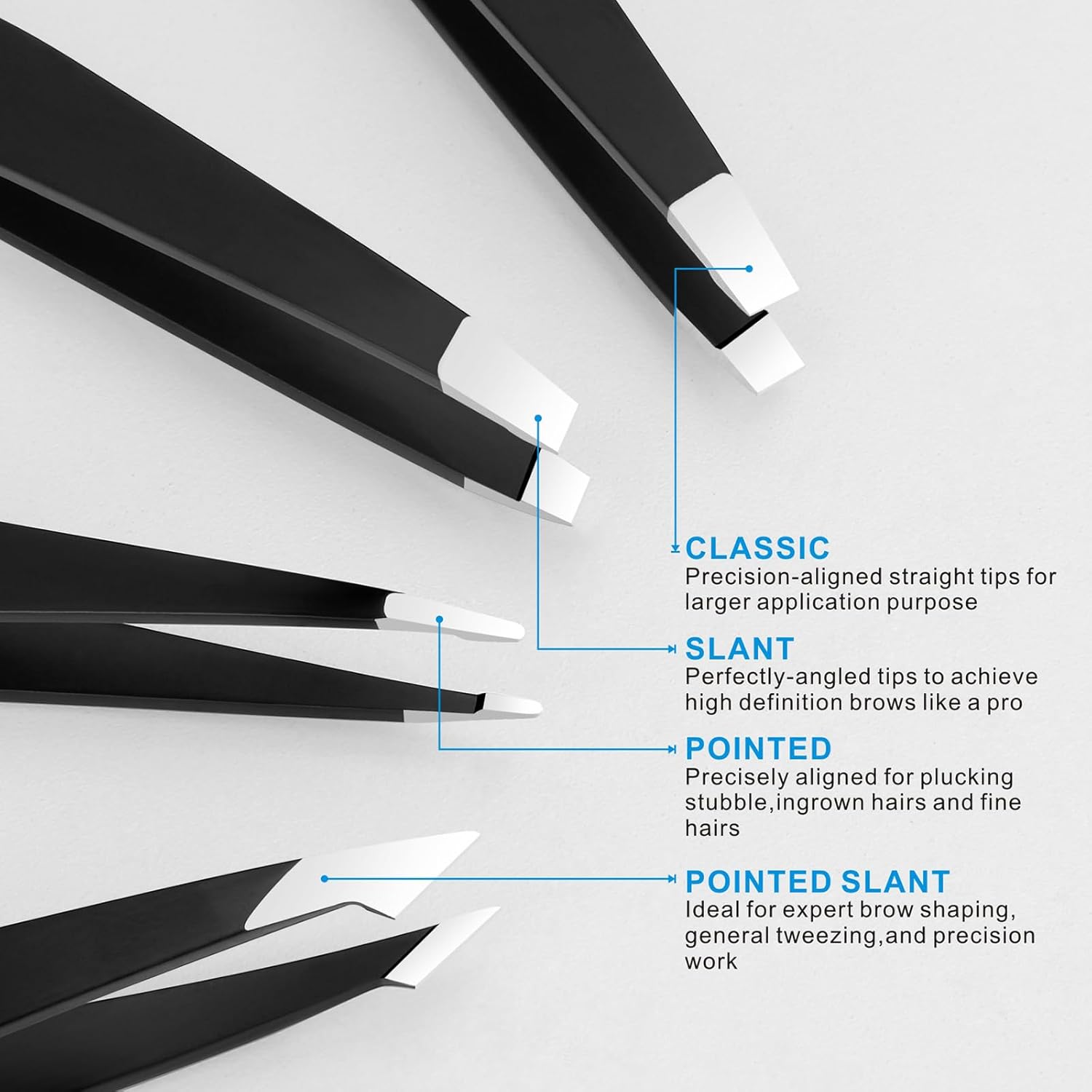 Pefei Professional Stainless Steel Tweezers Set