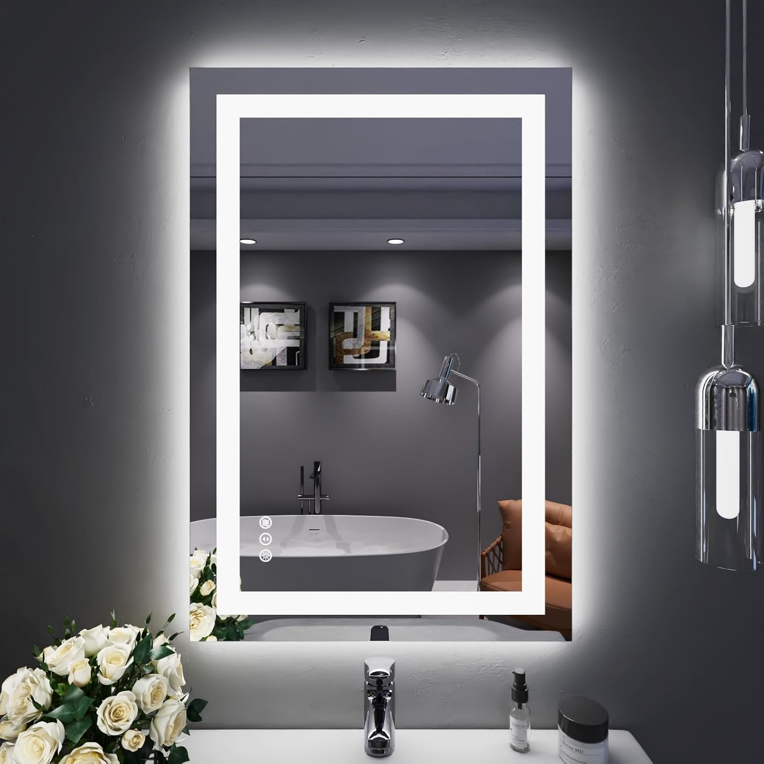 LOAAO 24X32 LED Bathroom Mirror with Lights