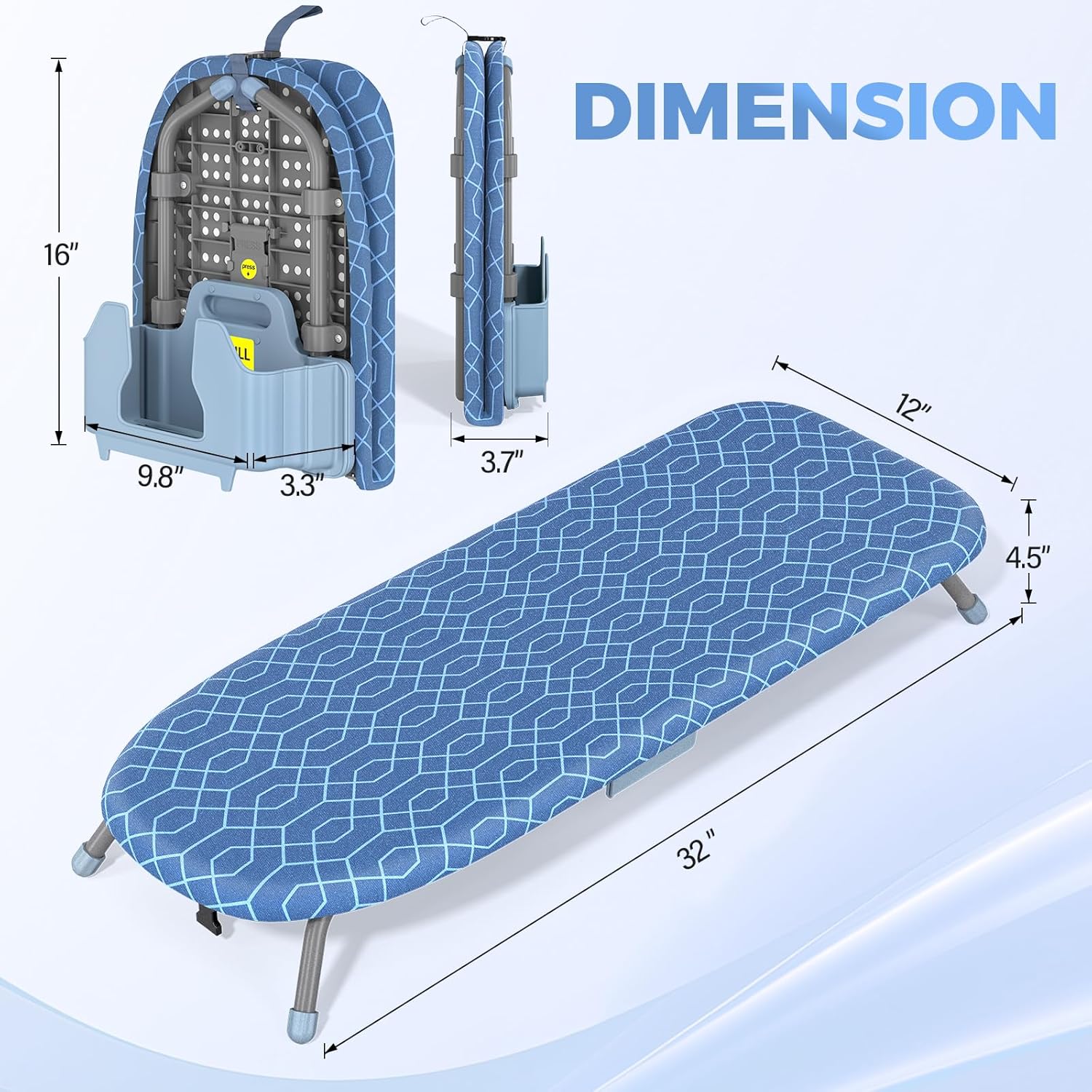 APEXCHASER Ironing Board Small with Iron Holder