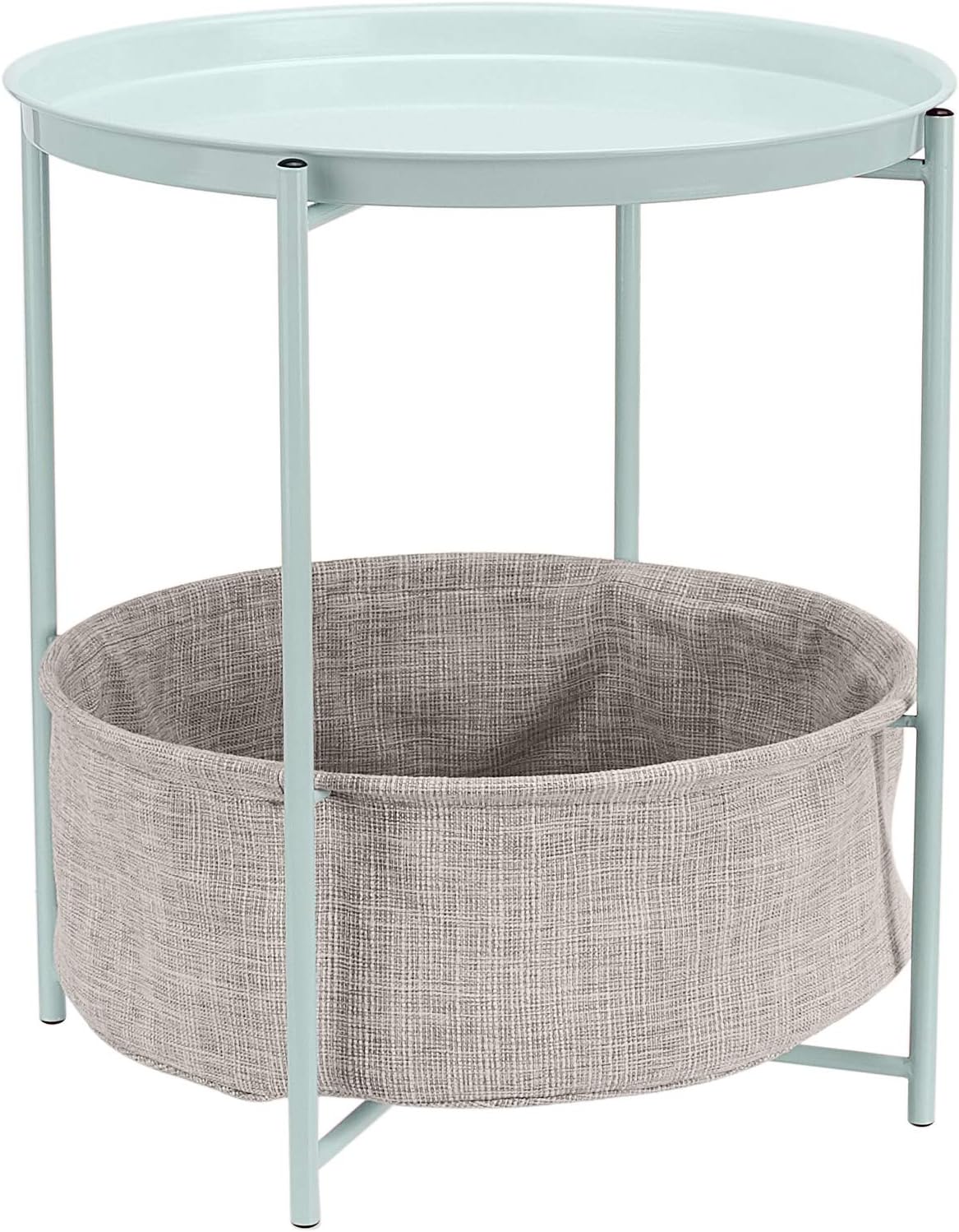 Round Storage End Table with Cloth Basket