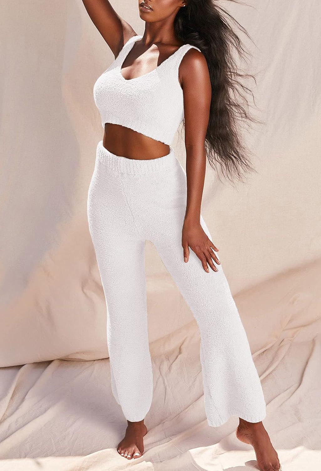 TOLENY Women’s Fuzzy 3 Piece Lounge Set