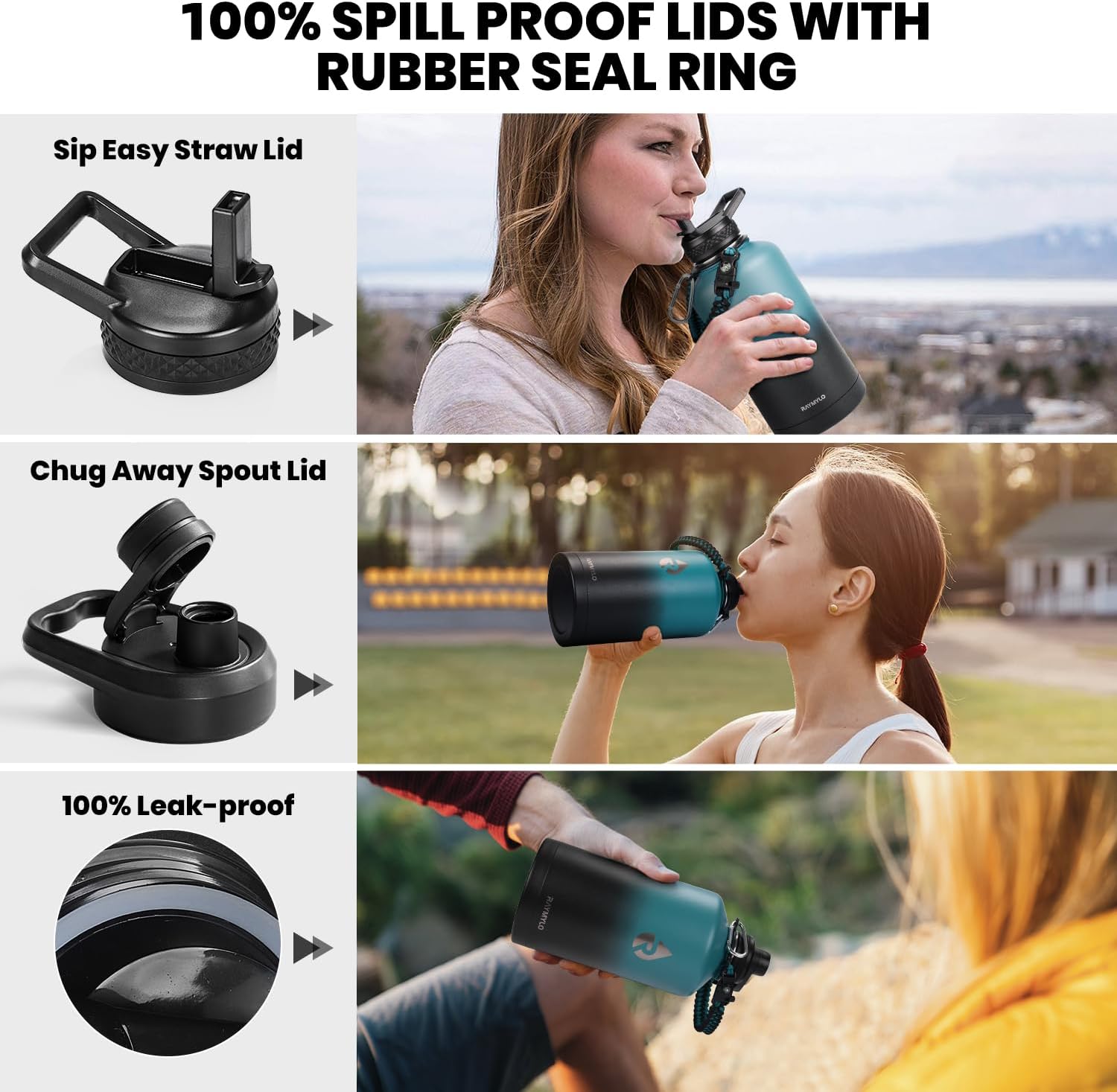 64oz Insulated Water Bottle Stainless Steel