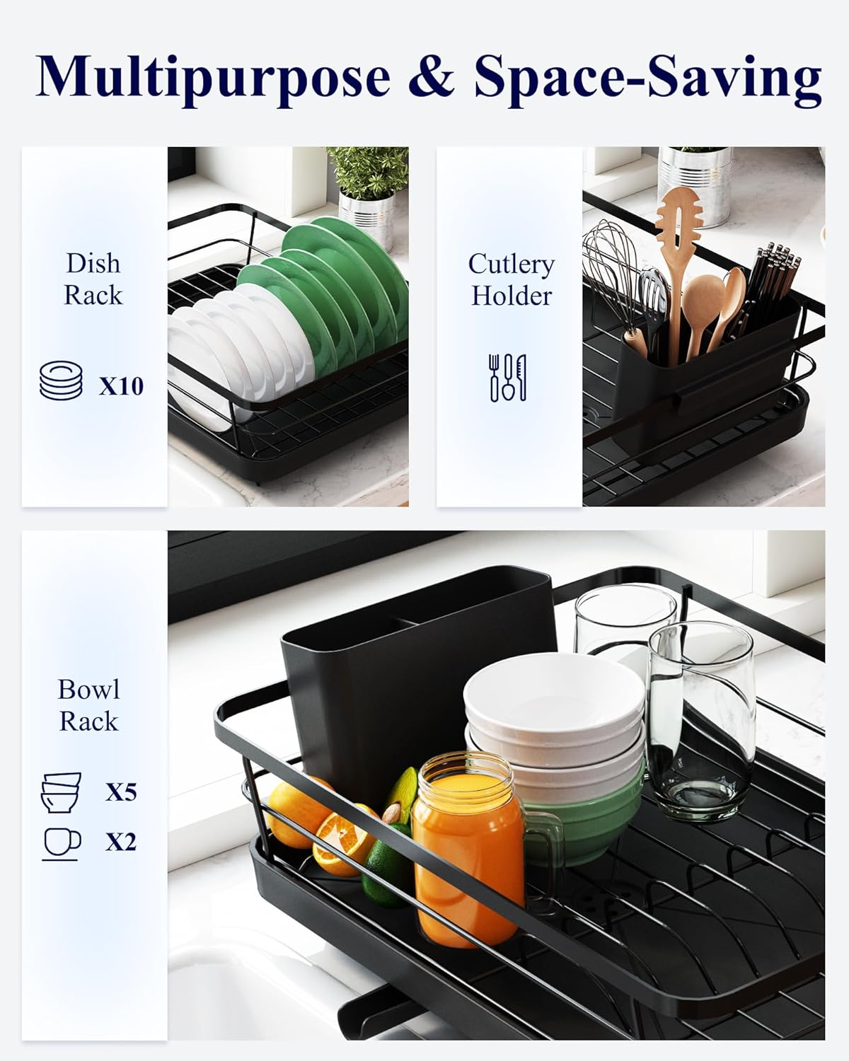 Kitsure Stainless Steel Dish Drying Rack