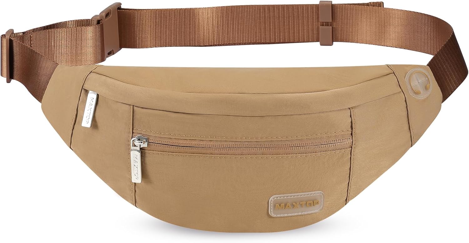 MAXTOP Large Crossbody Fanny Pack with 4-Zipper Pockets