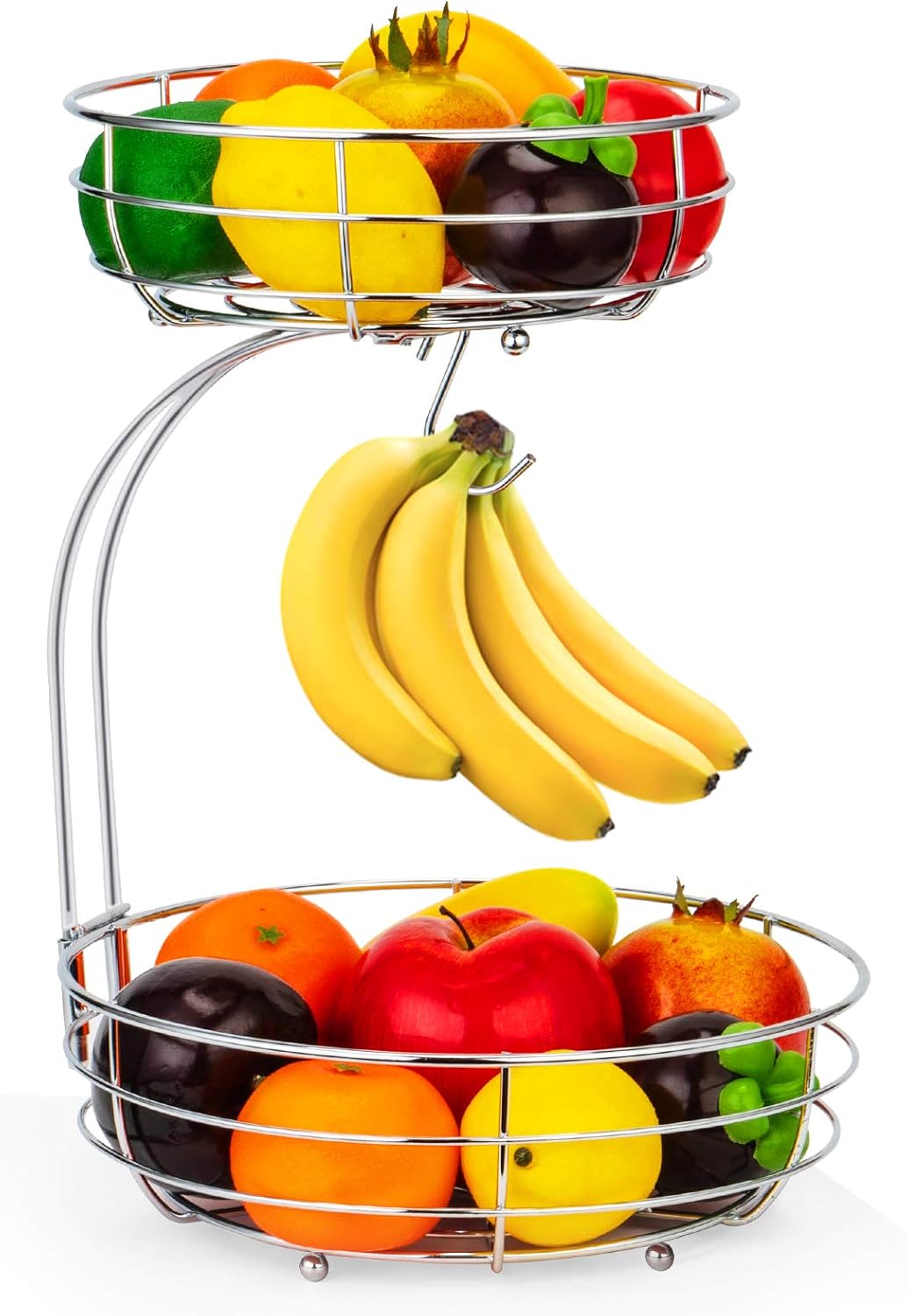 Auledio Iron 2-Tier Countertop Fruit Vegetables Basket Bowl