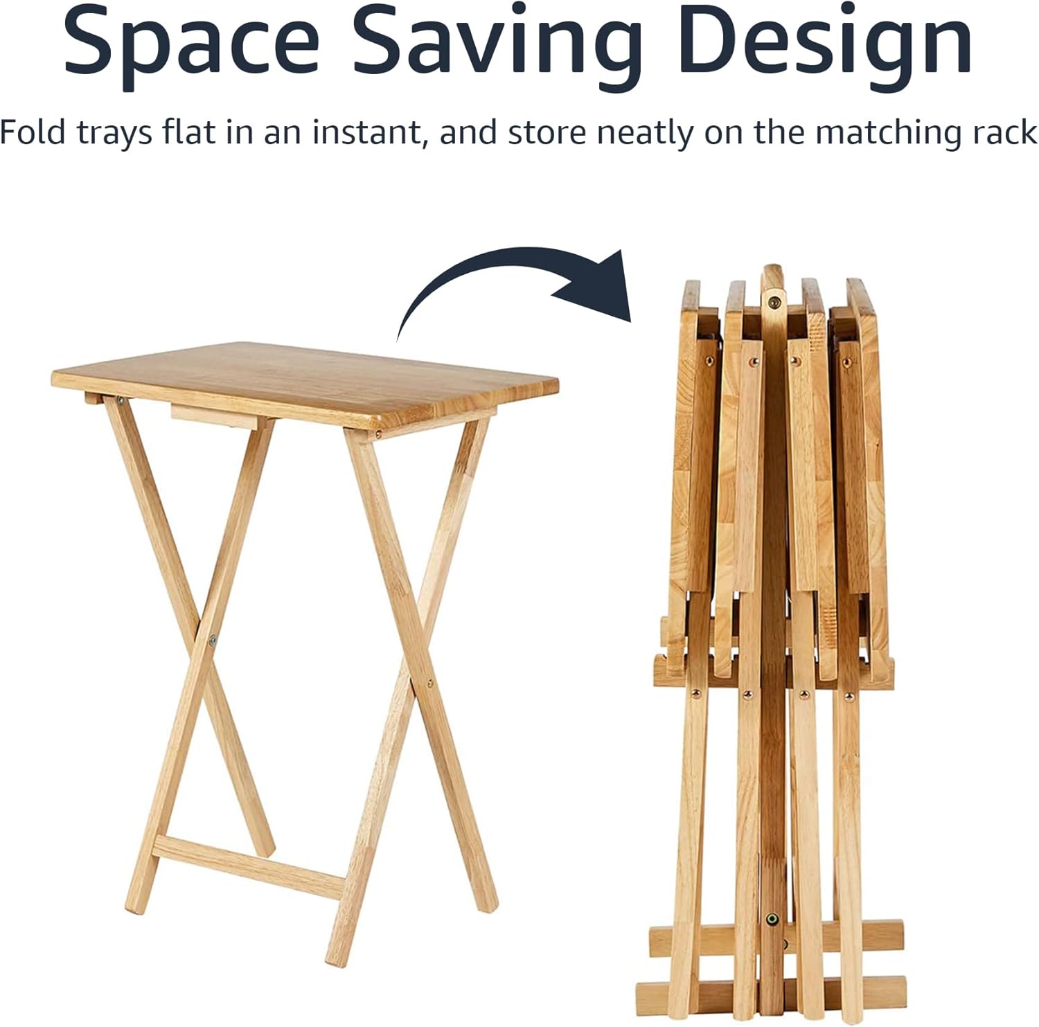 Classic Foldable TV Dinner Tray Table with Storage Rack