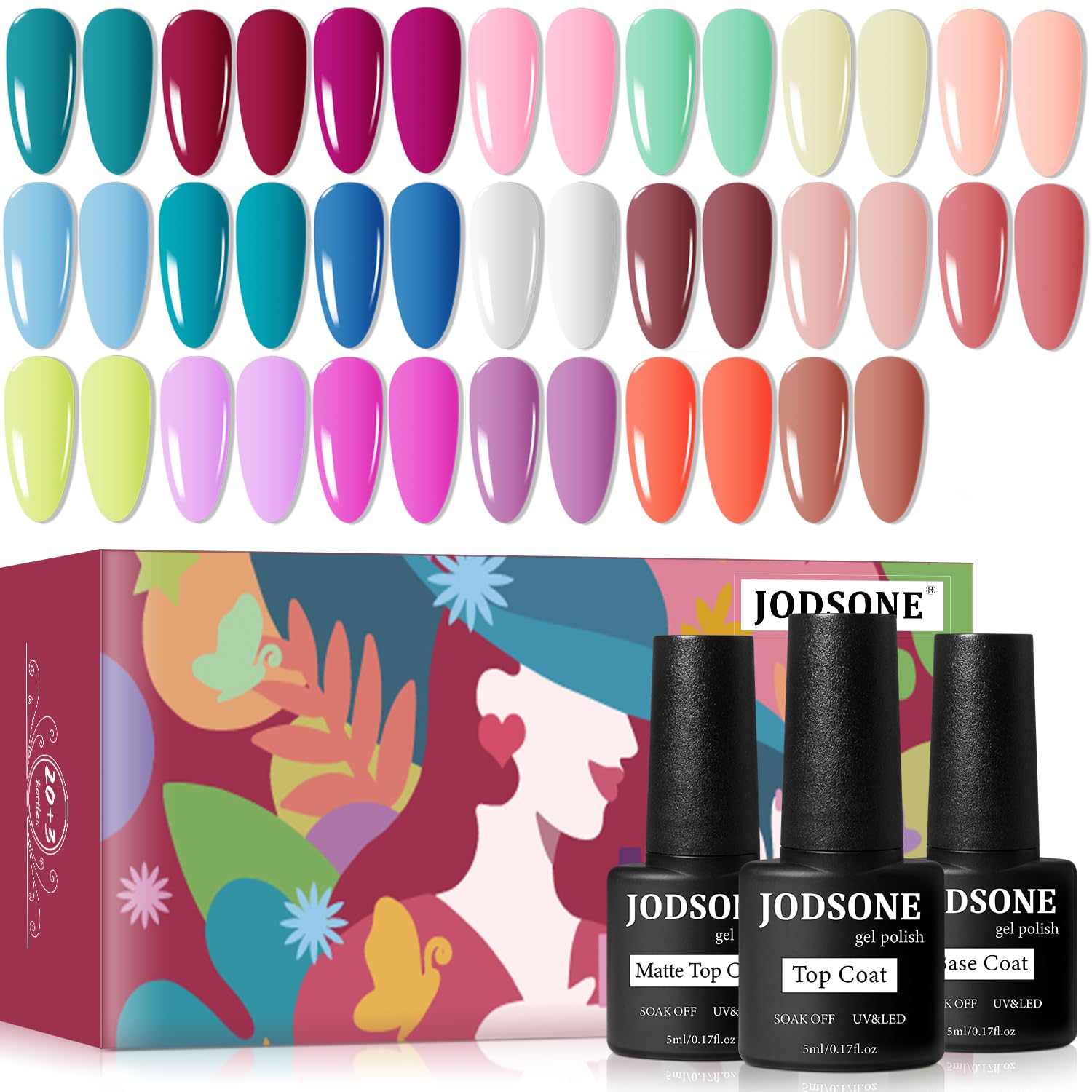 JODSONE 36-Piece Gel Nail Polish Set 32 Colors