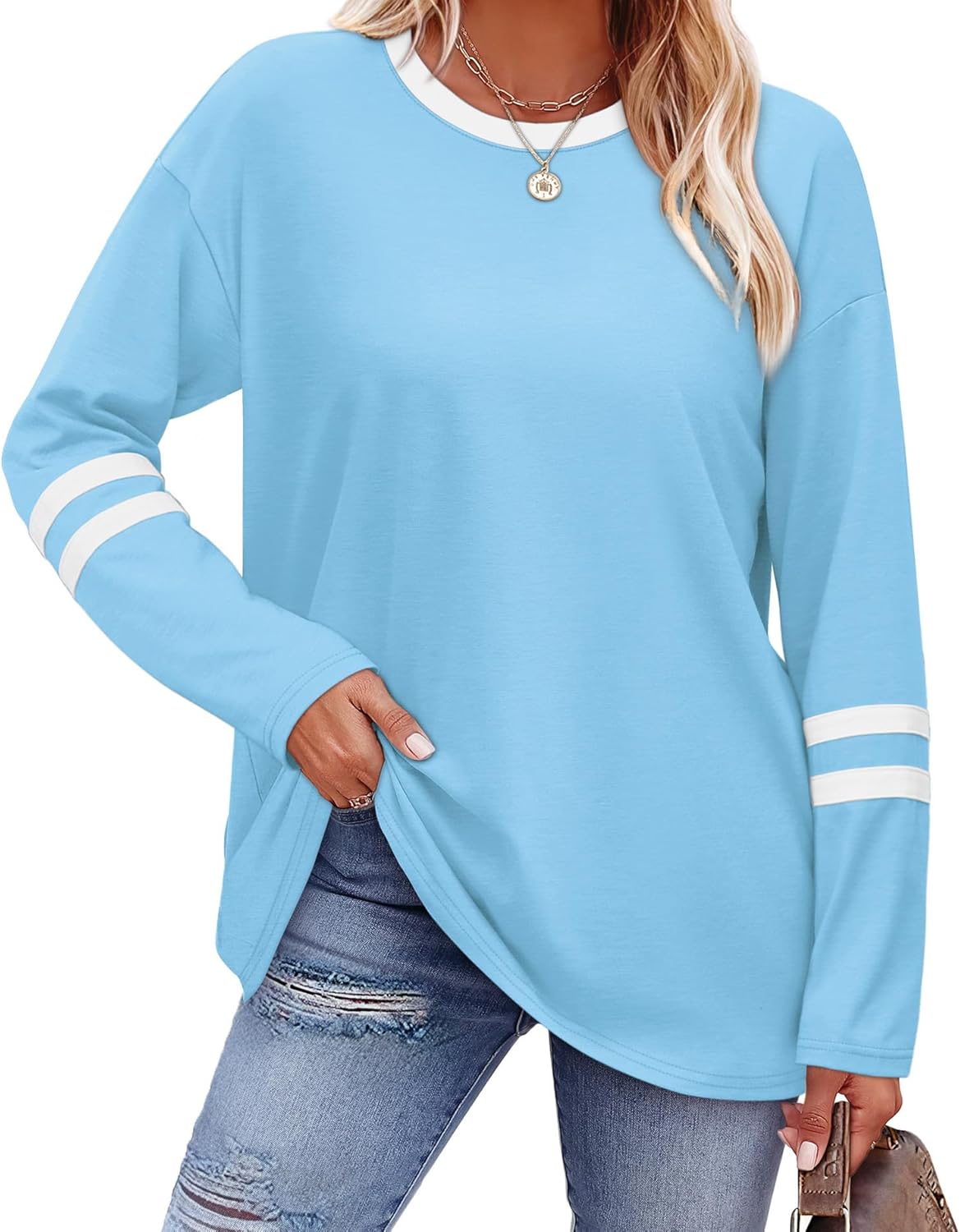 Sampeel Women’s Color Block Long Sleeve Top