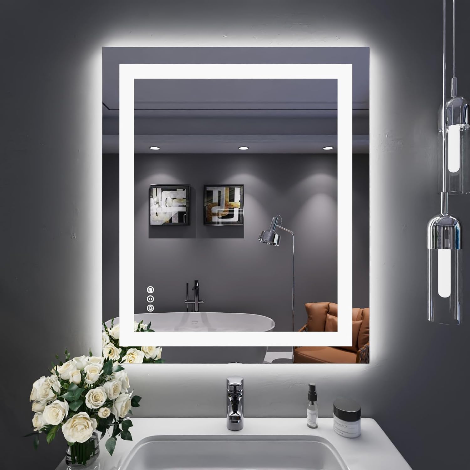LOAAO 24X32 LED Bathroom Mirror with Lights