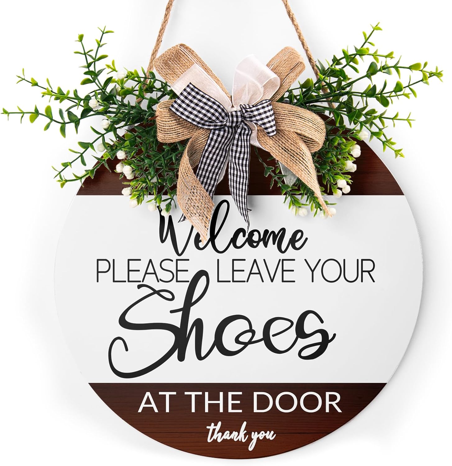 Round Wooden Farmhouse Welcome Door Sign