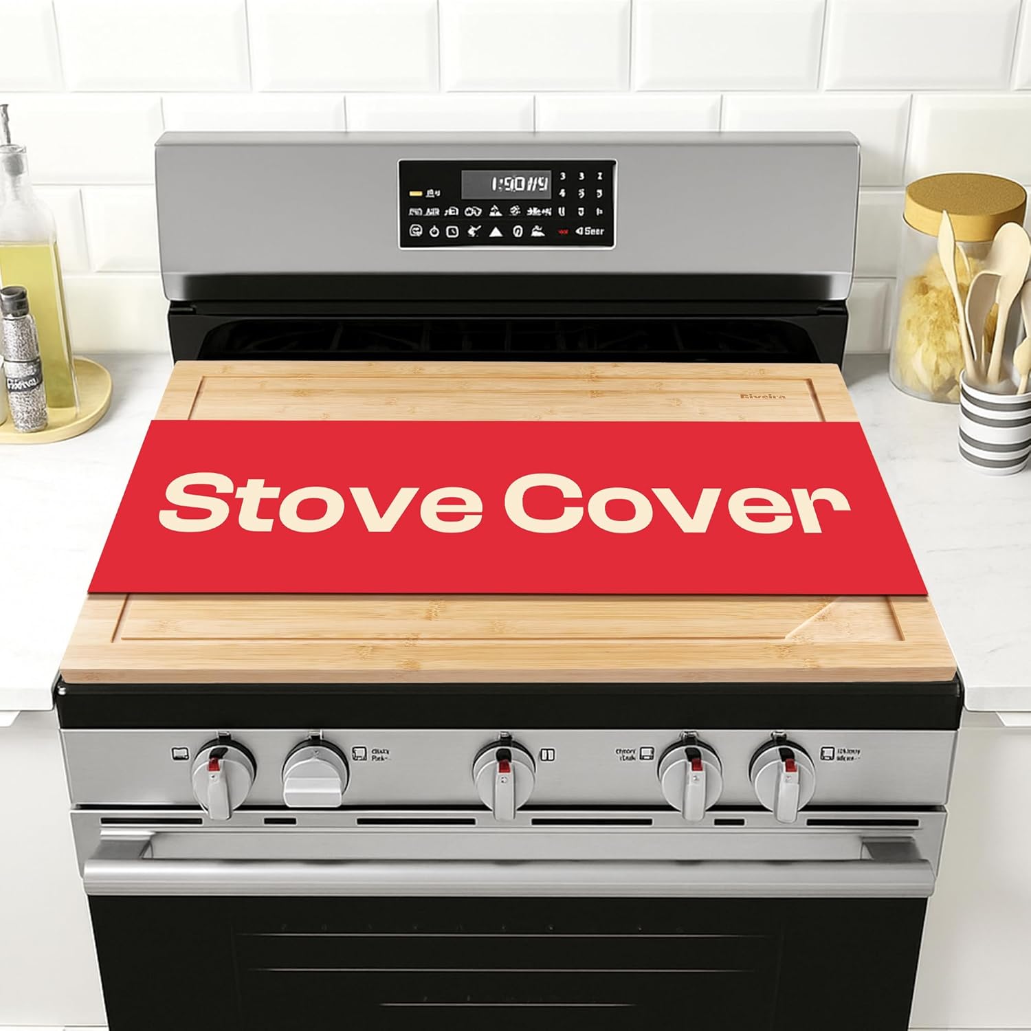 Natural Acacia Stove Cover for Gas Electric