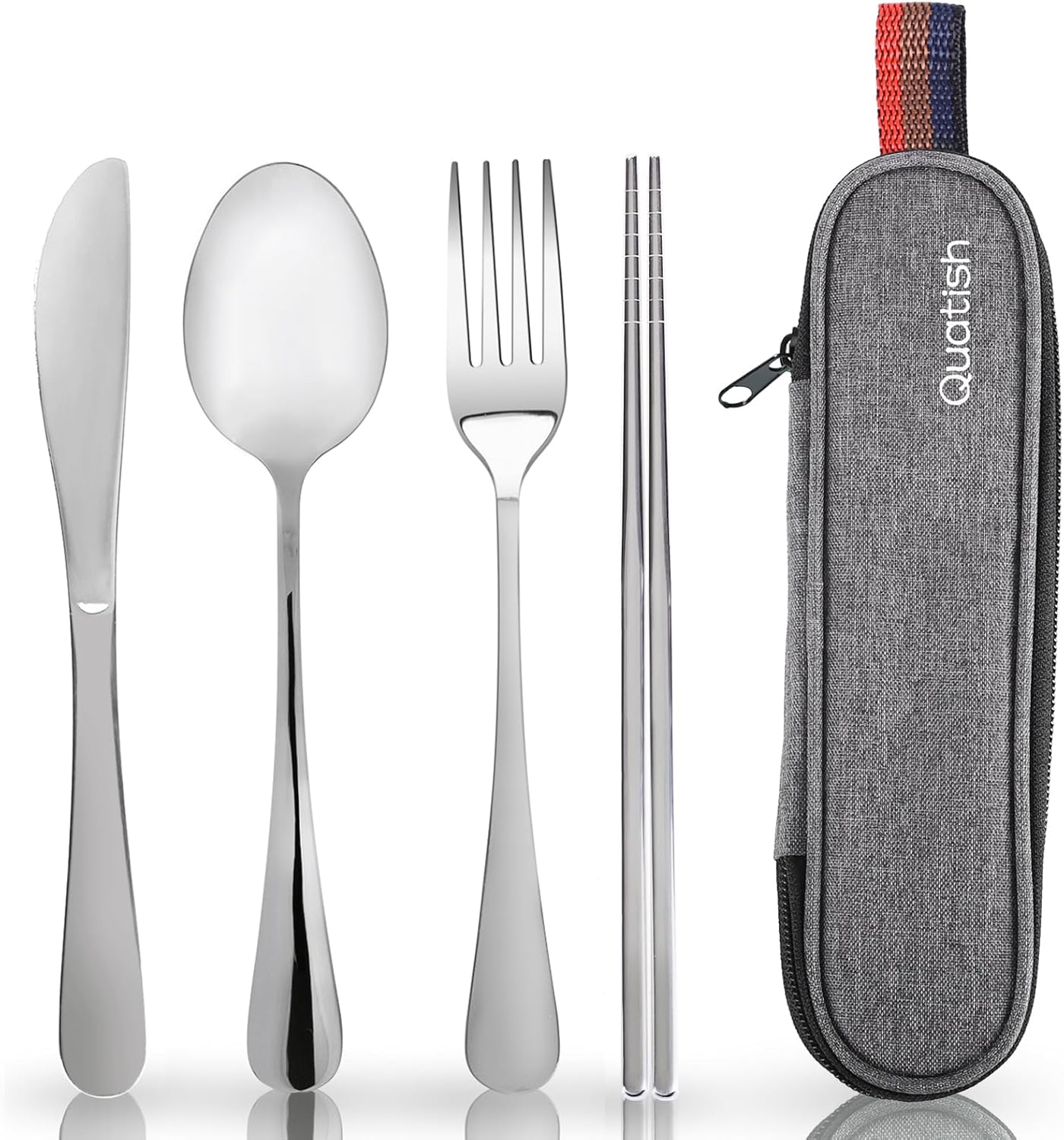 Travel Utensils with Case Quatish Portable Silverware Set