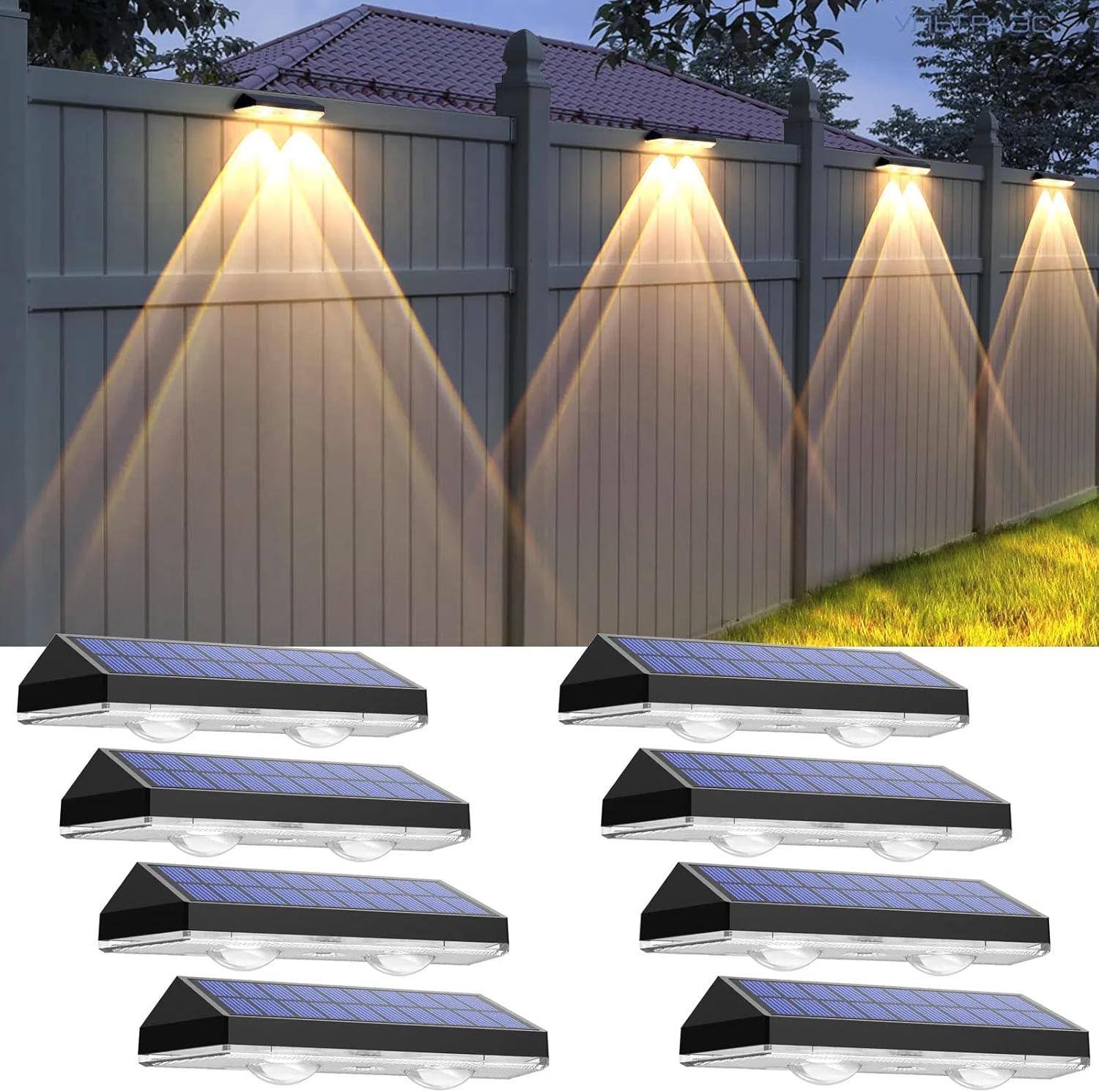 Solar Fence Lights Outdoor Waterproof LED Fence Light