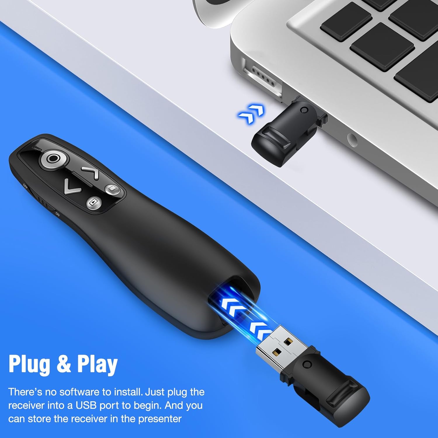 Wireless Presentation Clicker with Volume Control