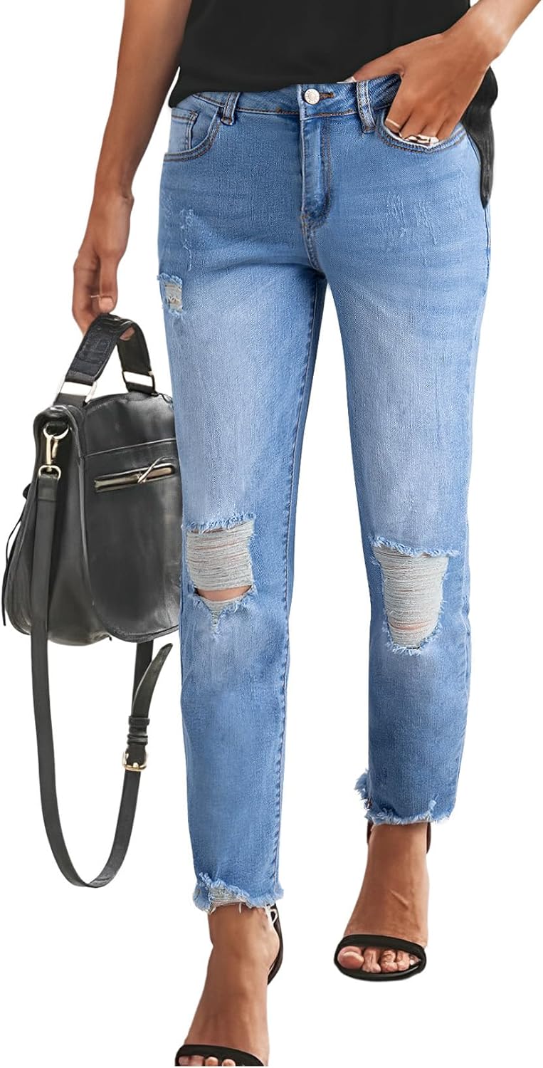 Sidefeel Women's Boyfriend Jeans Denim Pants