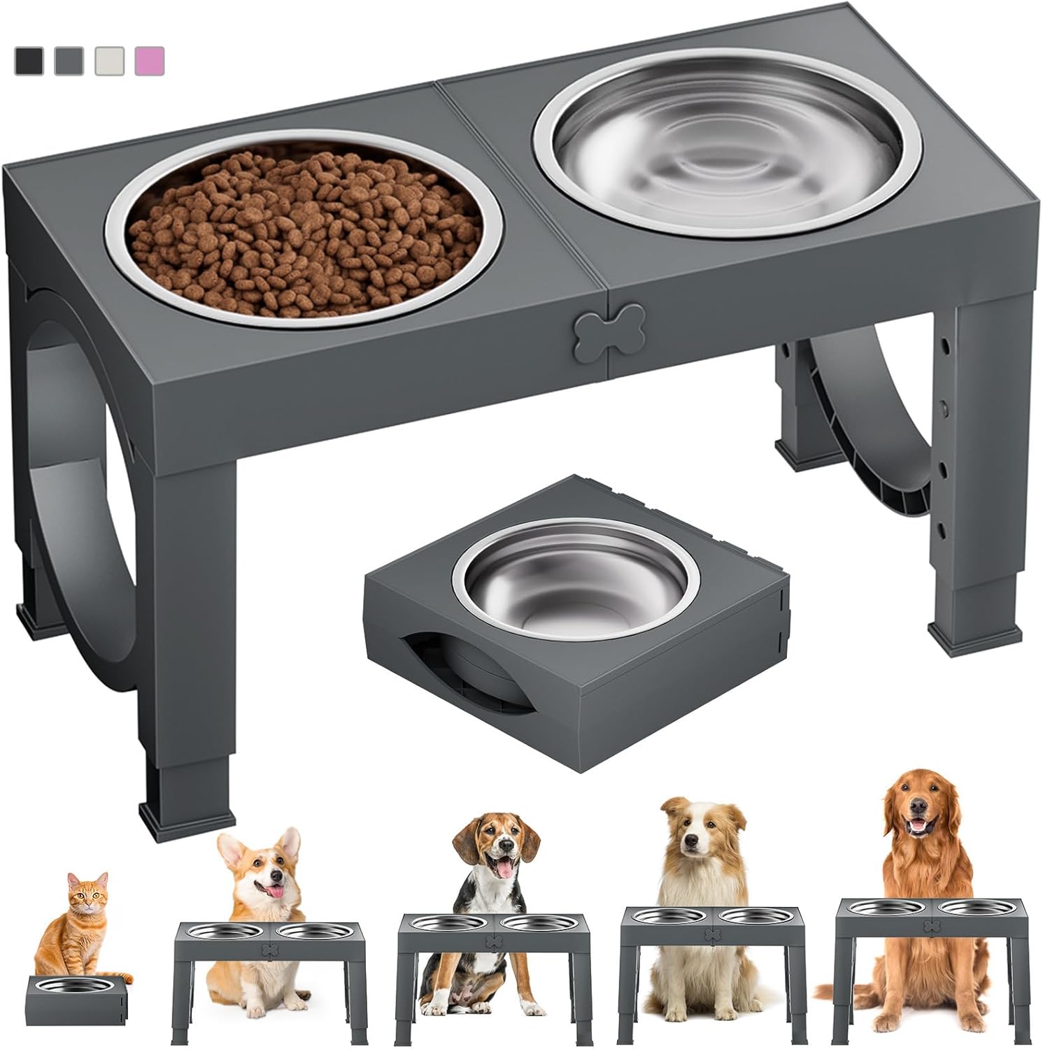 XIAZ Elevated Dog Bowl Stand Dog Food & Water Dish