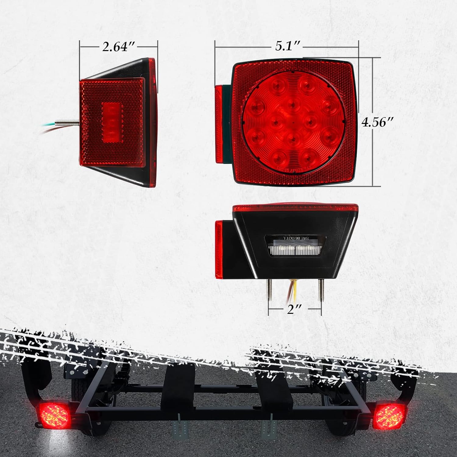 Partsam 12V Submersible LED Trailer Lights