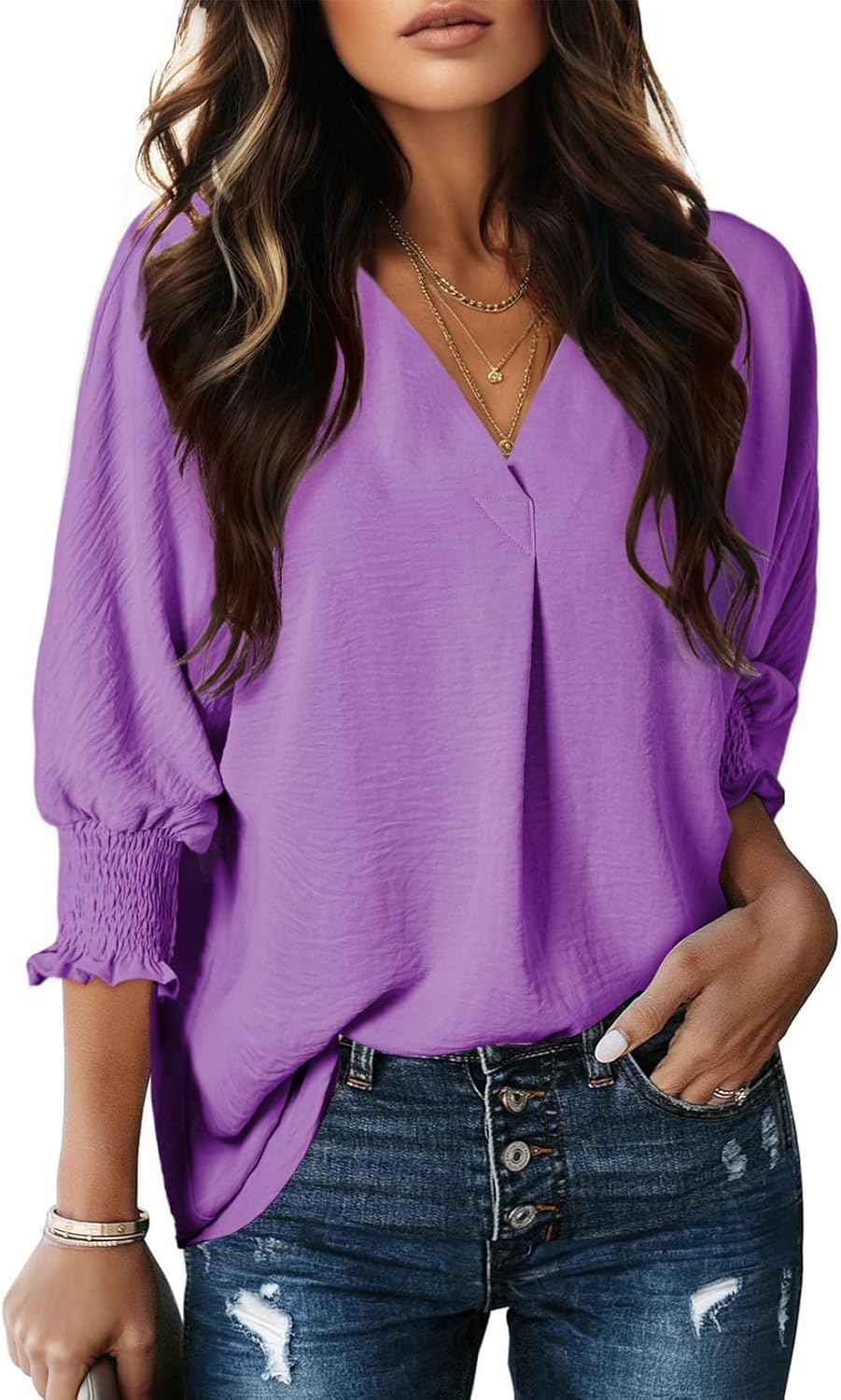 Dokotoo Women Blouses Dressy Casual V Neck