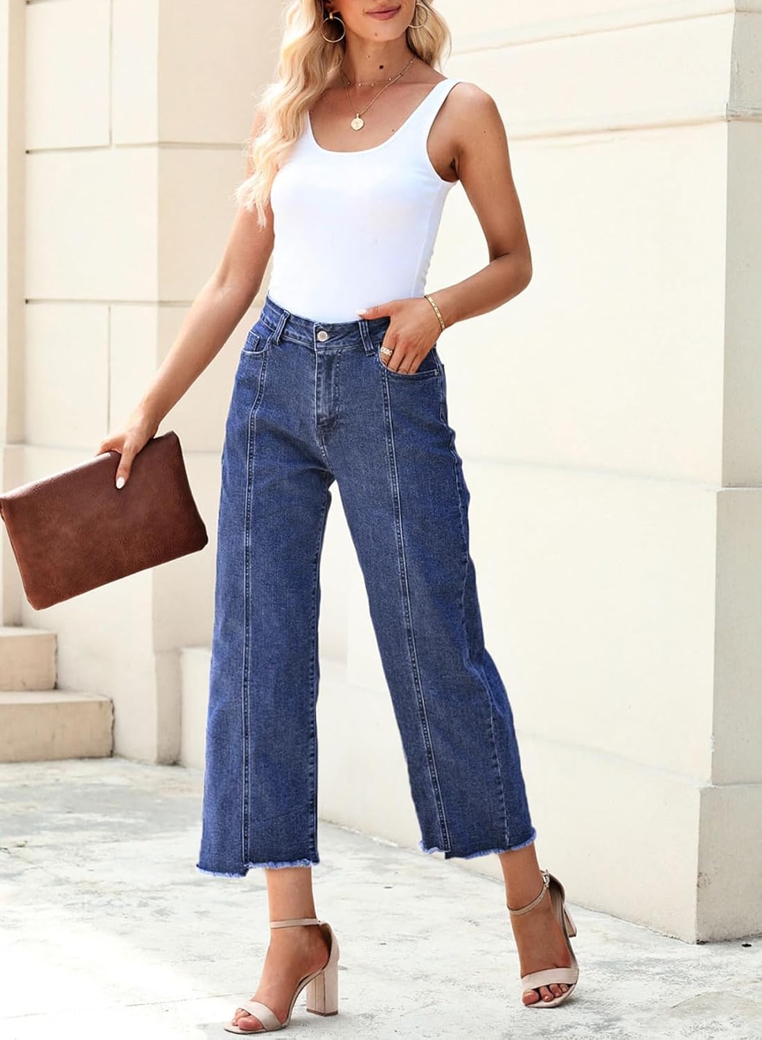 Sidefeel Women's Jeans High Waisted Wide Leg