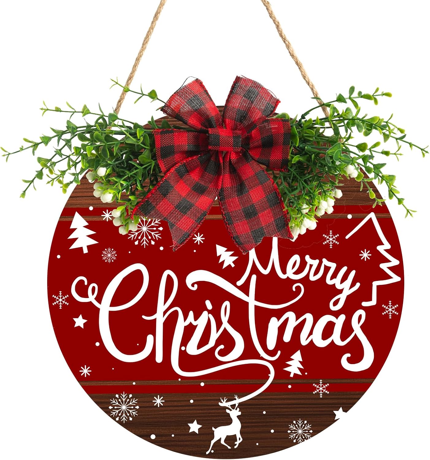 Round Wooden Farmhouse Welcome Door Sign