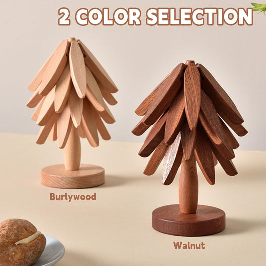 Wooden Trivets for Hot Dishes Tree Shape Trivet Set