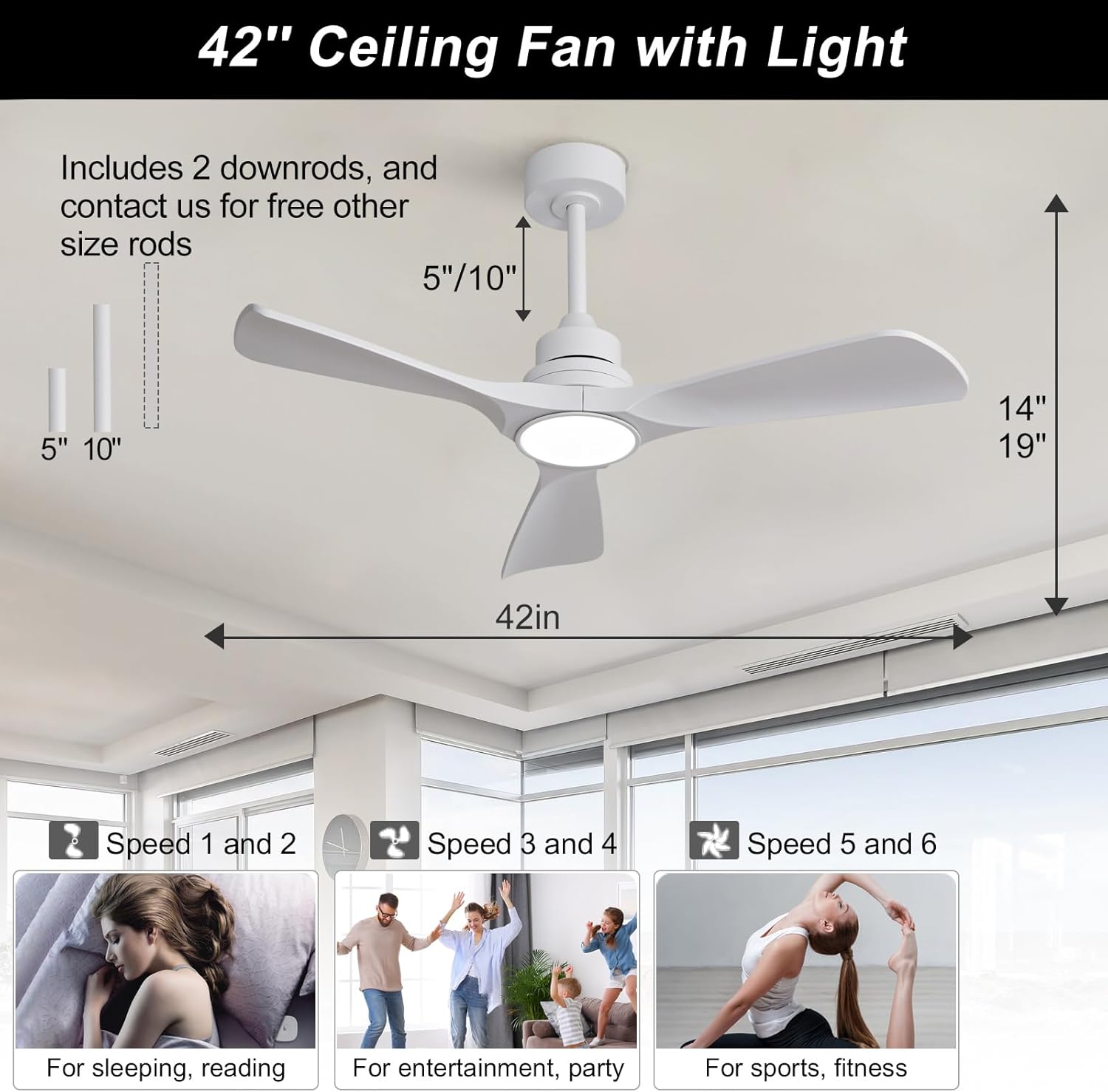 White Ceiling Fans with Lights and Remote