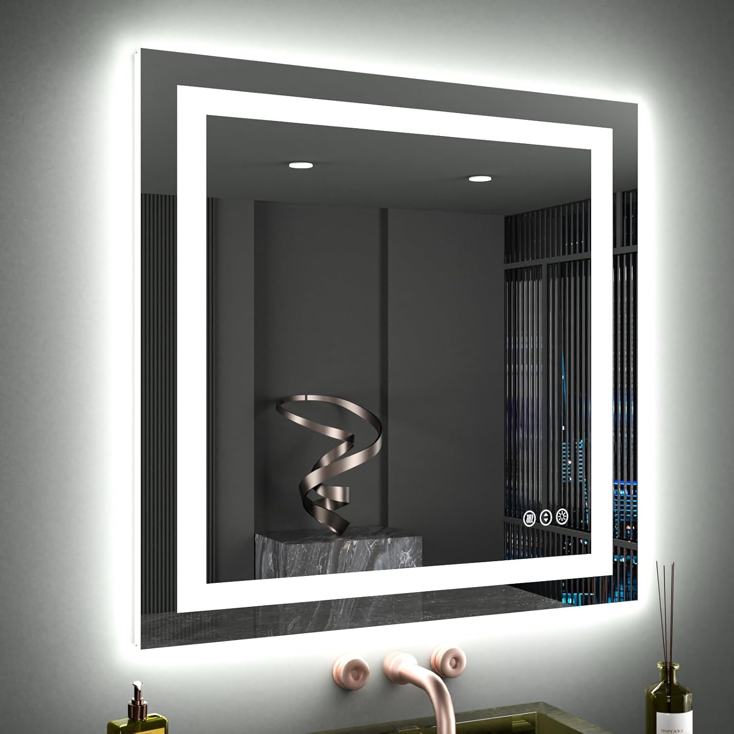 LOAAO 24X32 LED Bathroom Mirror with Lights