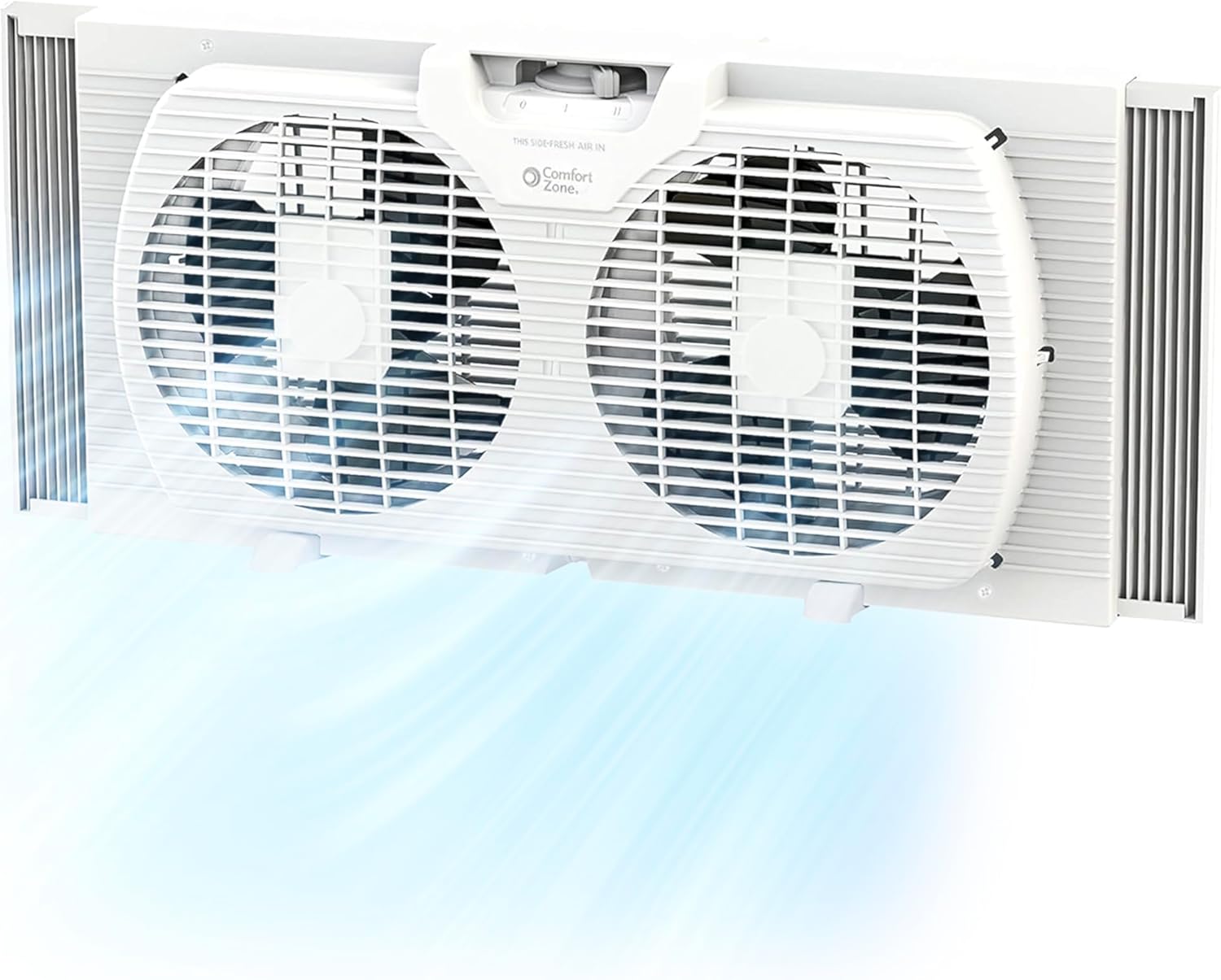 Comfort Zone Twin Window Fan with Reversible Airflow Control