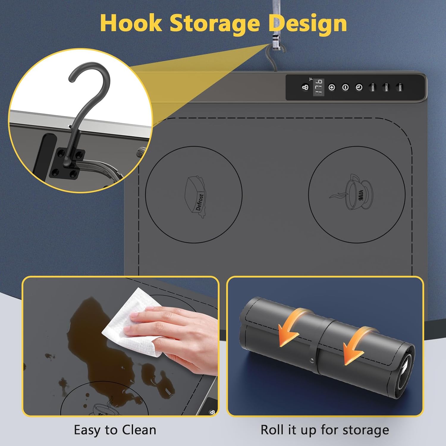 Food Warming Mat with 3-Zone Heating Mode