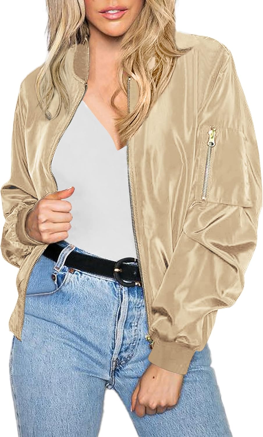 Zeagoo Women's Bomber Jacket Coat Zip