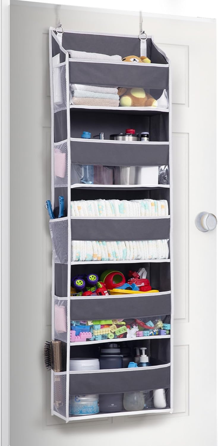 Door Organizer with 5 Large Pockets 10 Mesh Side Pockets