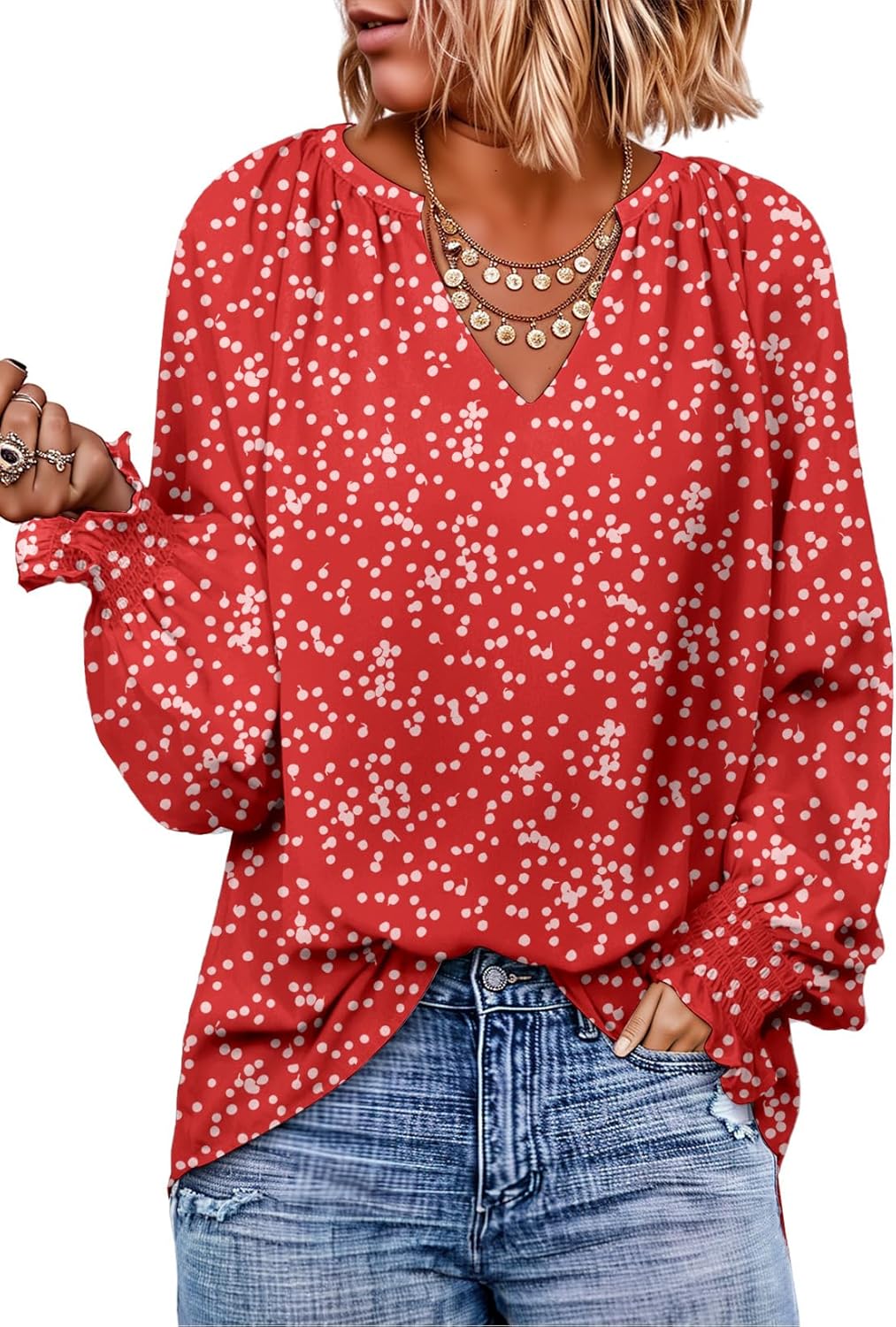 Long Sleeve Chiffon Floral Top Women
