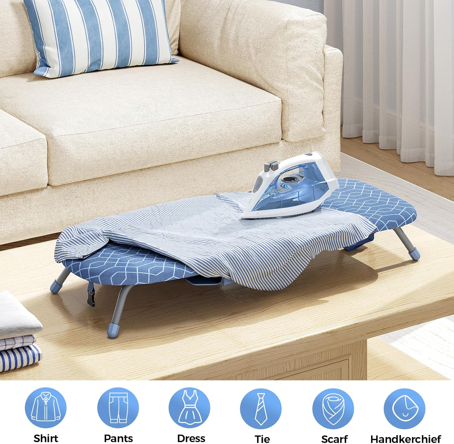 APEXCHASER Ironing Board Small with Iron Holder