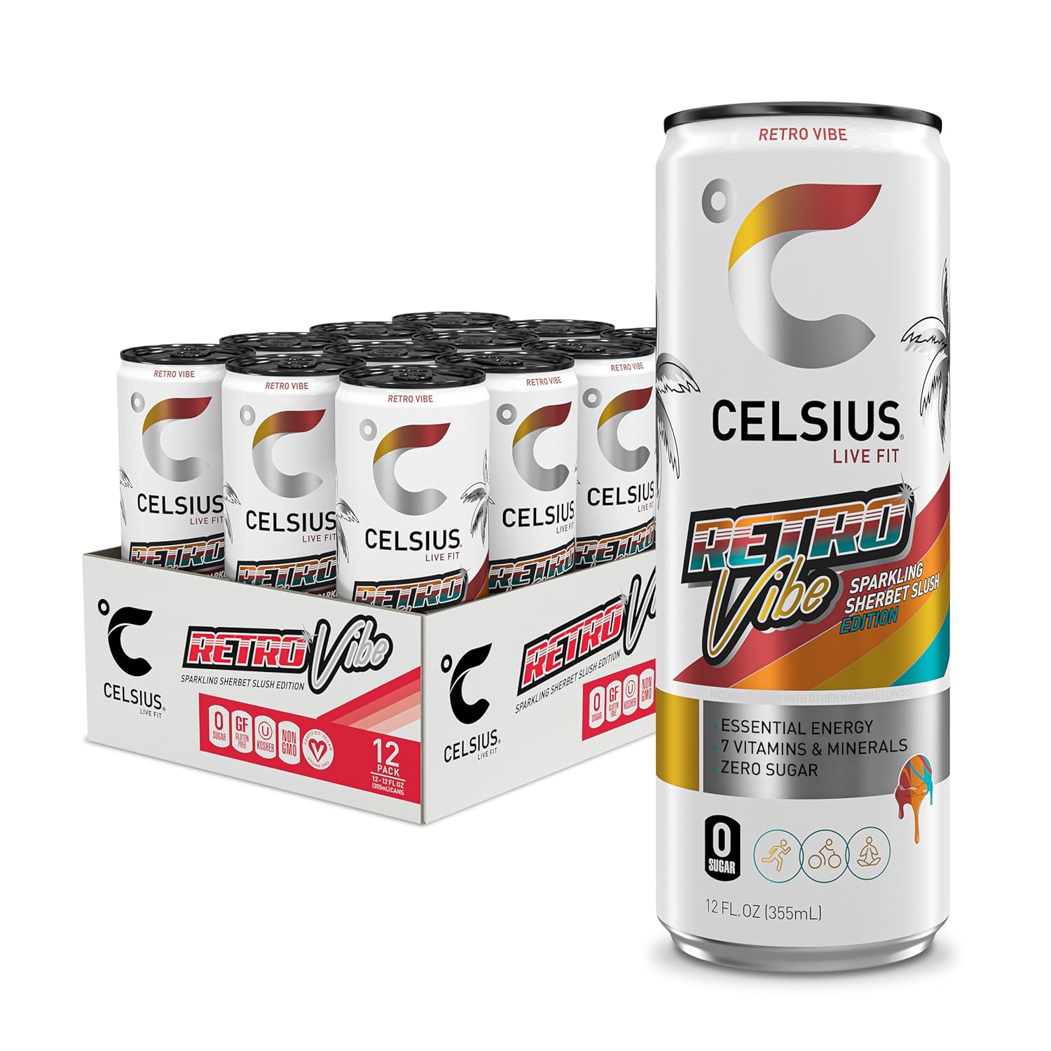 CELSIUS Sparkling Peach Vibe Energy Drink 12 pack