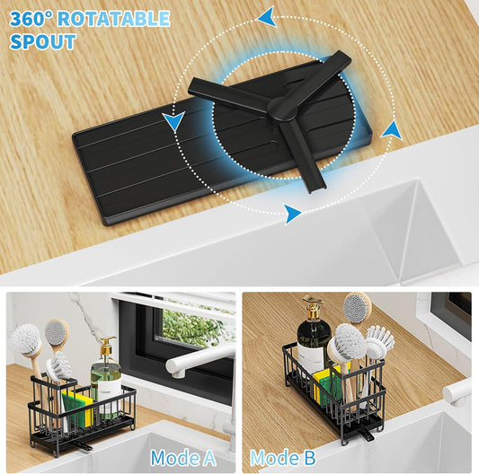Cisily Black Sponge Holder for Kitchen Sink