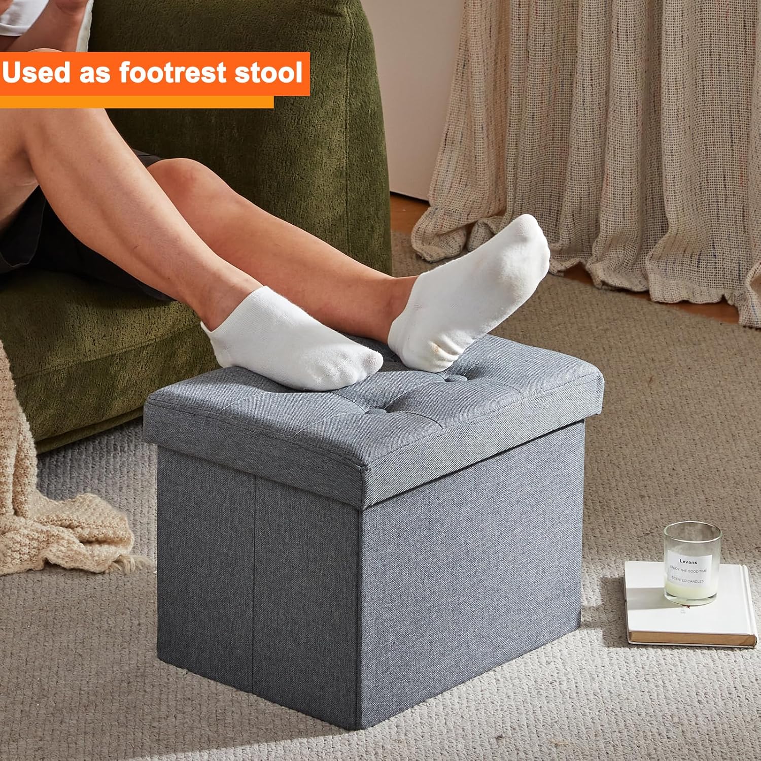 ALASDO Storage Ottoman Footrest Stool Small Ottoman