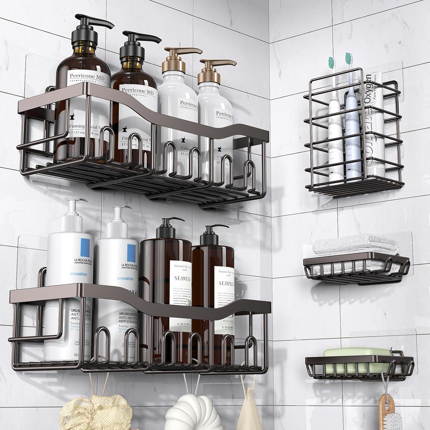 5-Pack Adhesive Shower Caddy