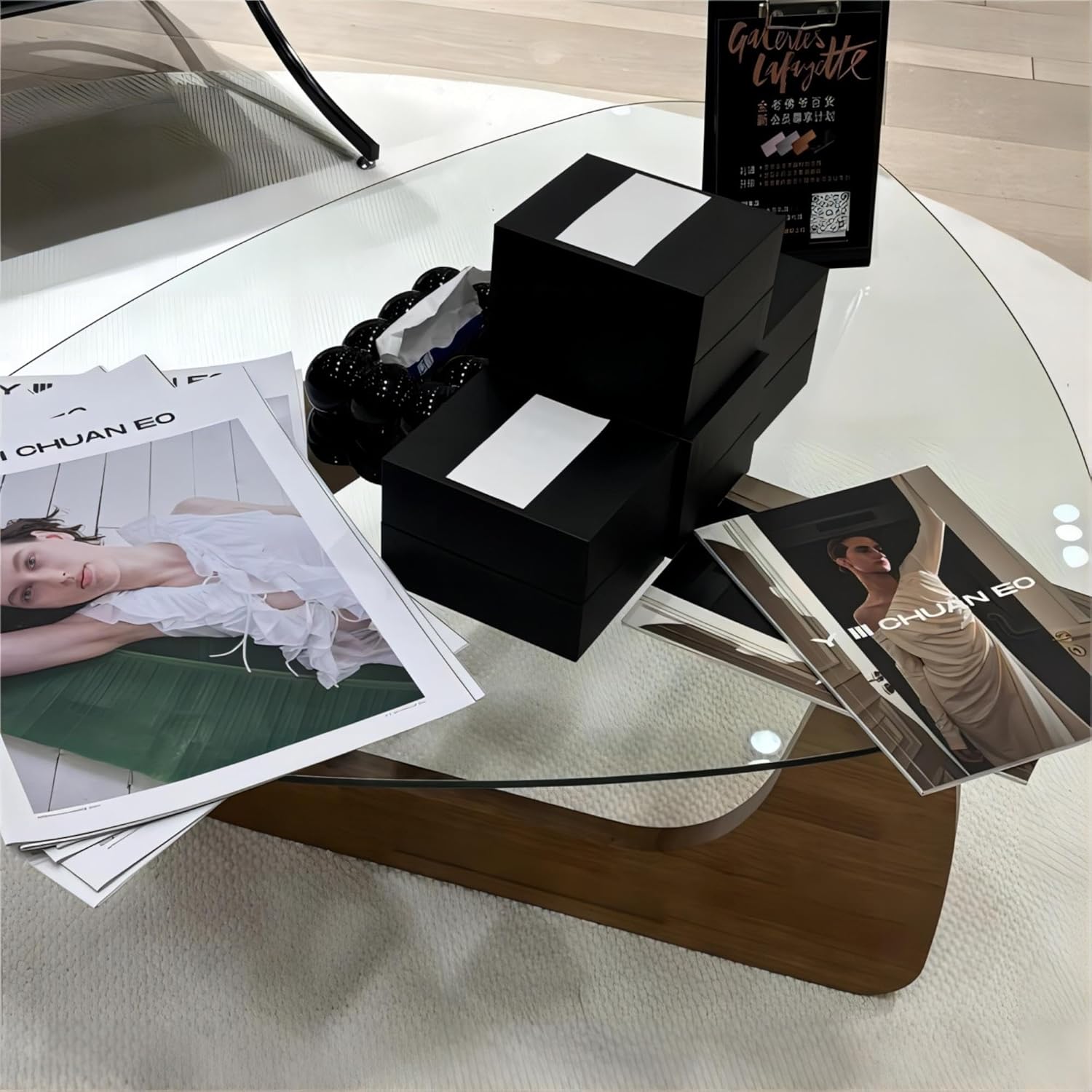 EASYSOUL Modern Glass Coffee Table for Living Room