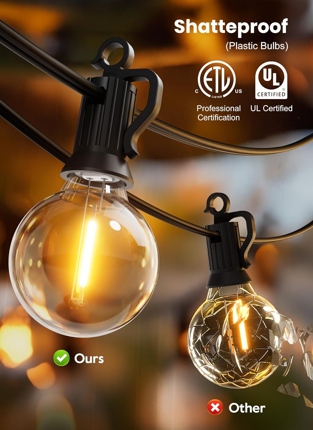 Brightown 50FT Outdoor String Lights