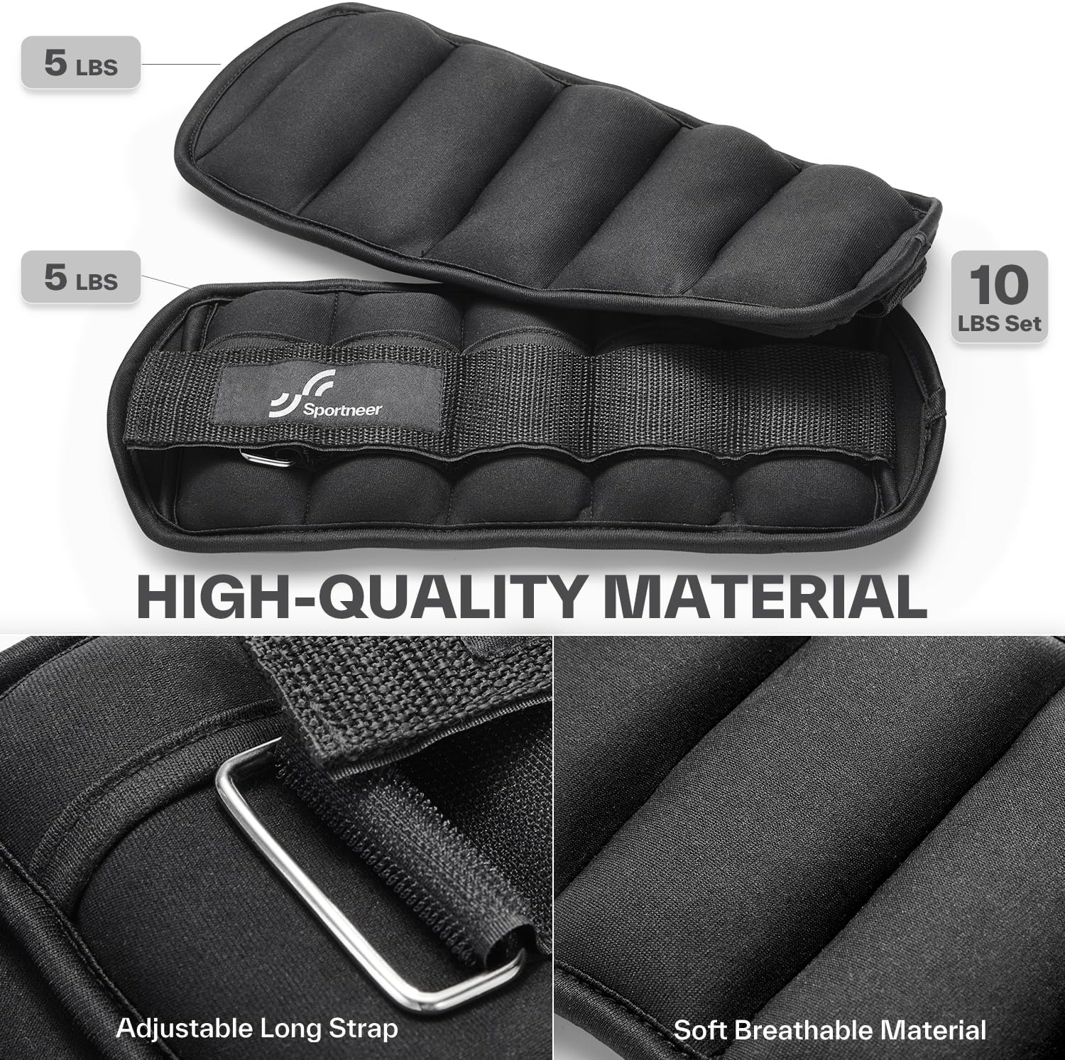 Sportneer Adjustable Ankle Weights Set