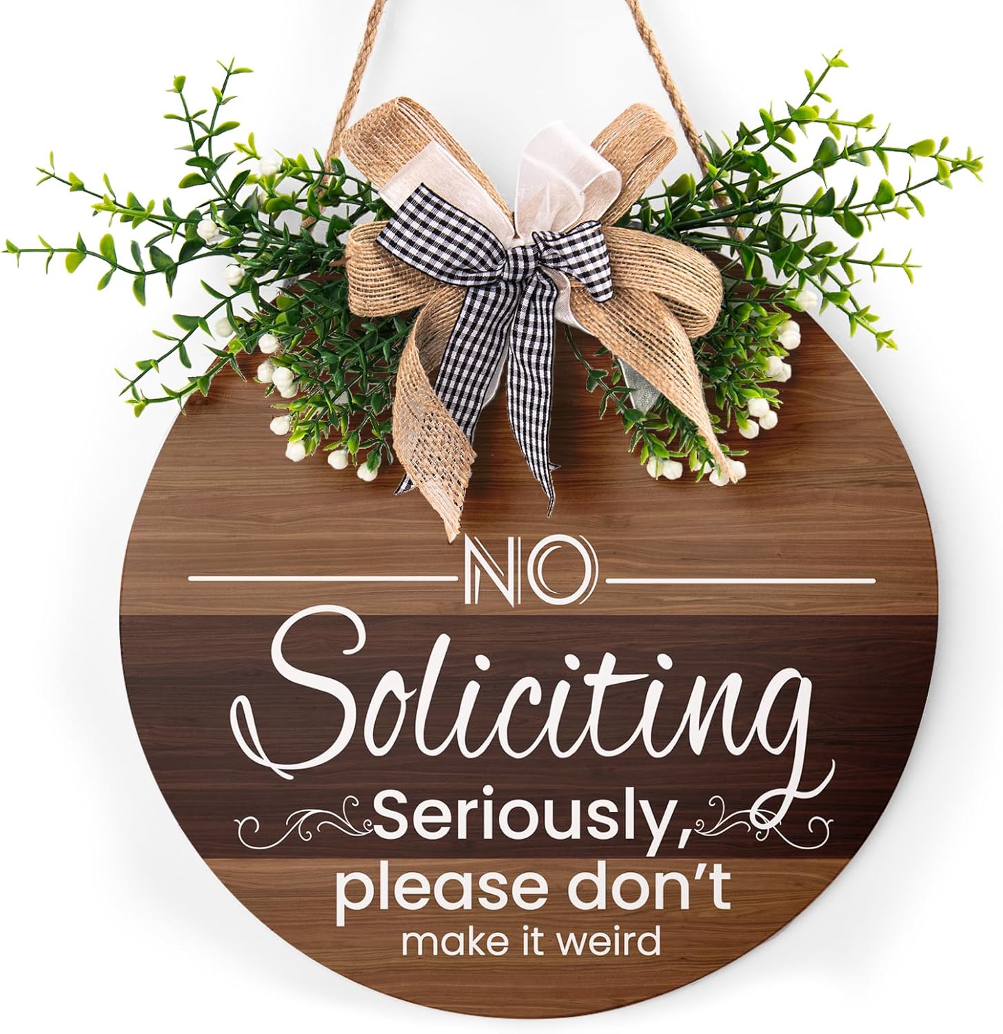 Round Wooden Farmhouse Welcome Door Sign