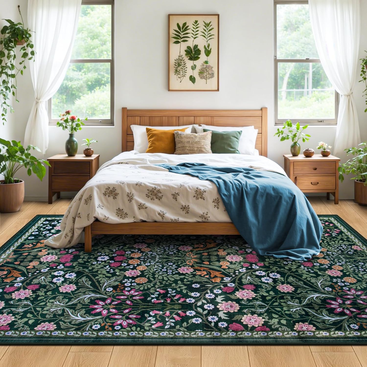 8x10 Area Rugs for Living Room: Floral Washable Rug Vintage