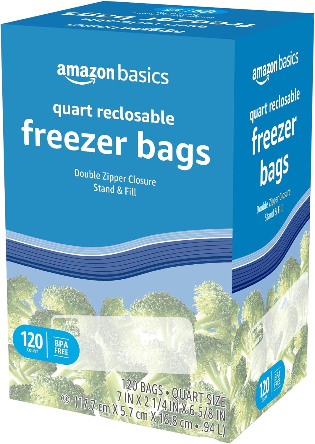 Amazon Basics Reclosable Freezer Quart Bags
