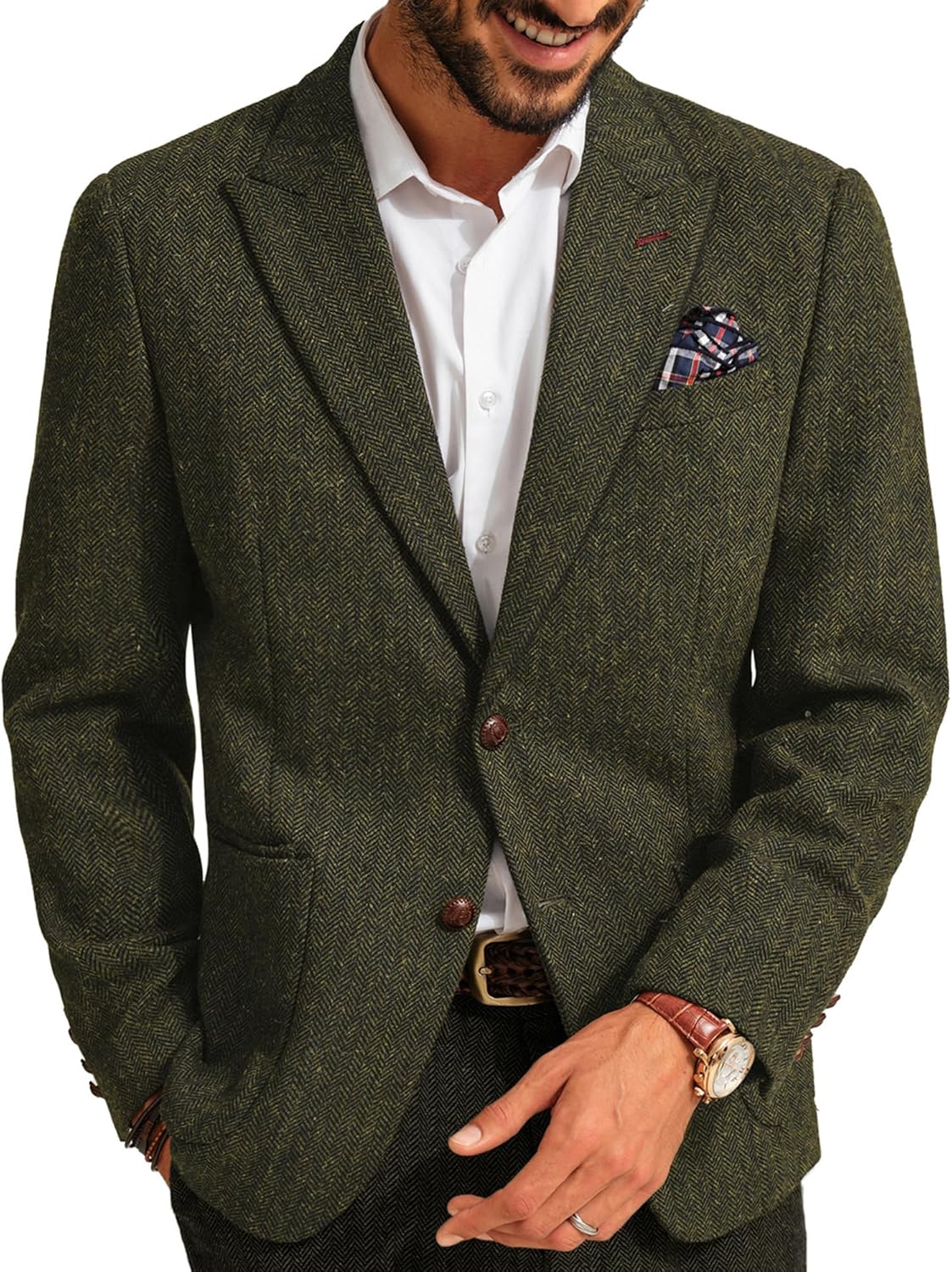 PJ PAUL JONES Mens Blazer Vintage Herringbone Tweed