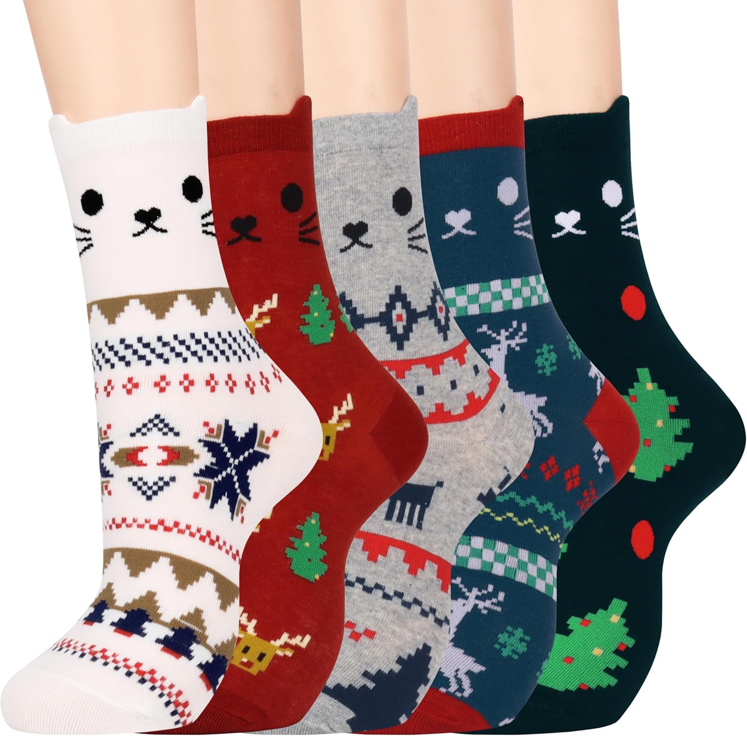 Jeasona Women's Cat Socks Cute Animal Socks