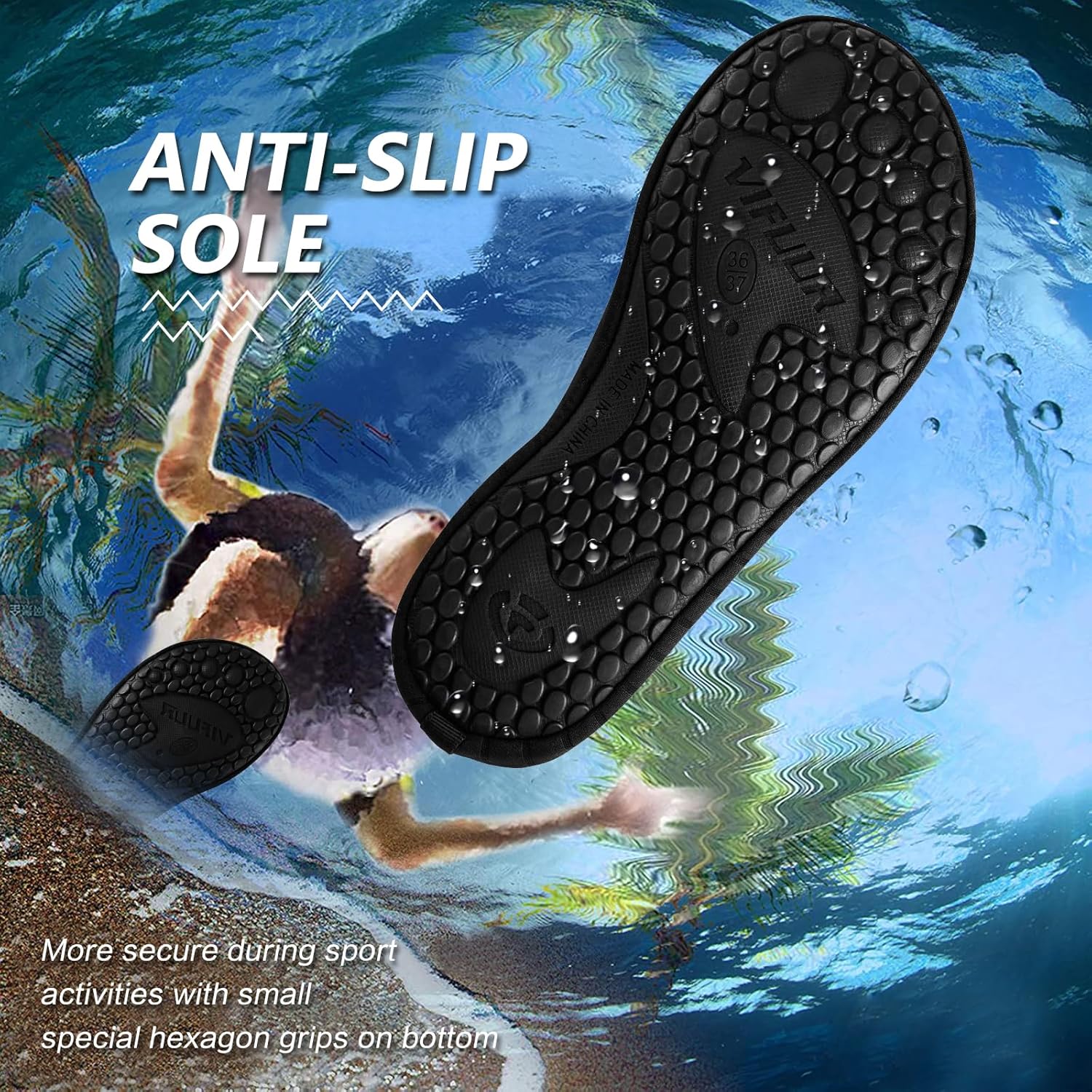 VIFUUR Water Shoes – Barefoot Quick-Dry Aqua Socks