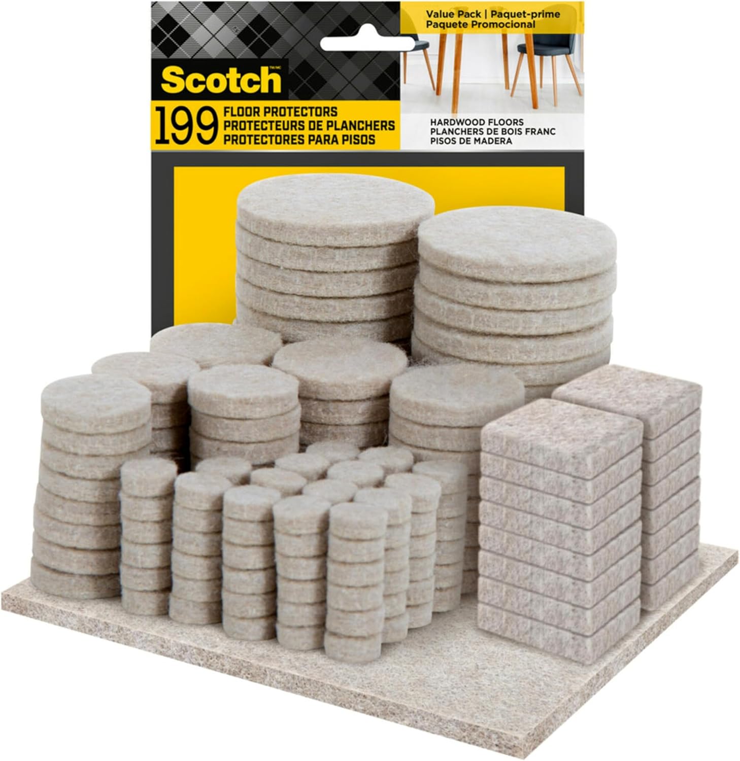 Scotch Felt Pads 162 PCS Beige, Felt Furniture Pads