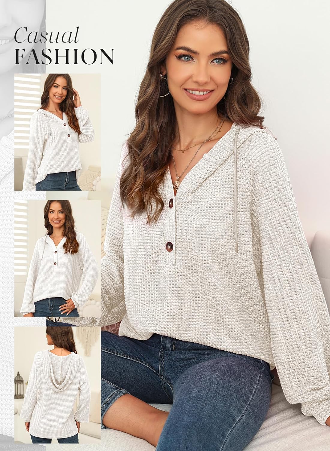 Dokotoo Hoodies for Women Waffle Knit Long Sweatshir