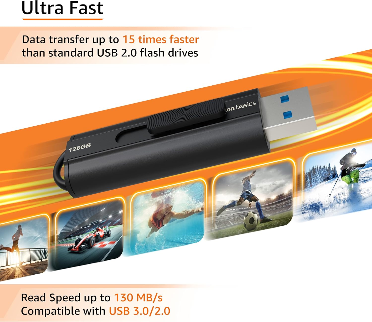 128GB USB 3.1 Flash Drive Ultra Fast Black