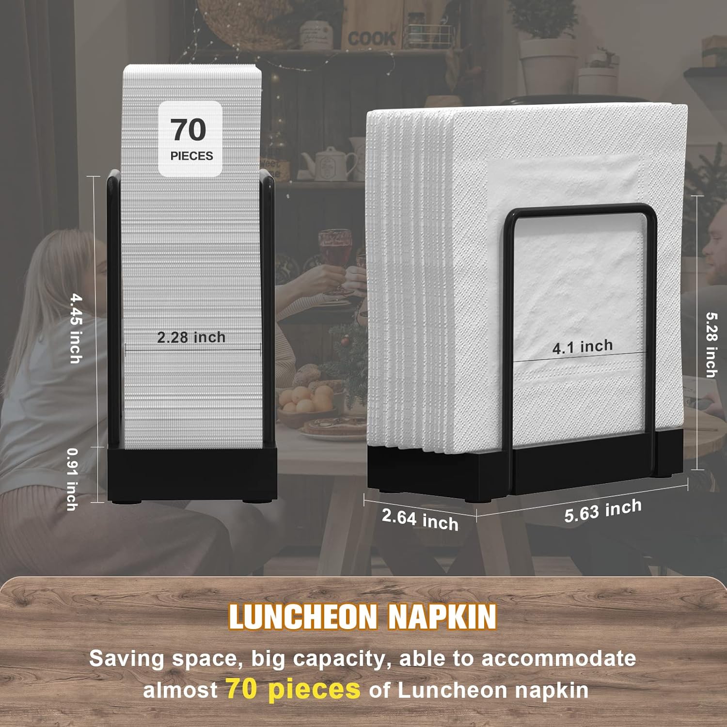 Wican Napkin Holder for Table Bamboo Iron Standing